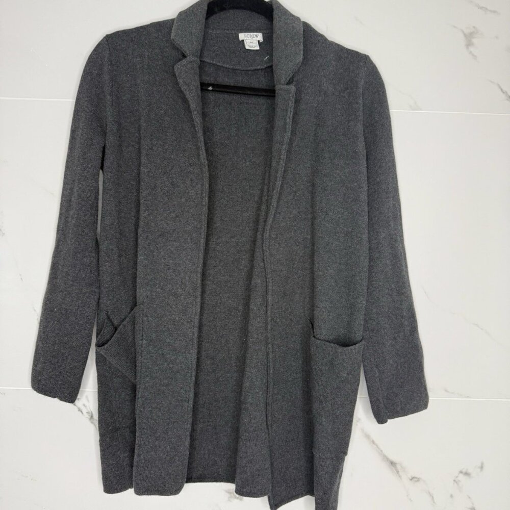 J.Crew Women's Sweater stretch Blazer Sz XS Cotton Knit Dark Gray Jacket